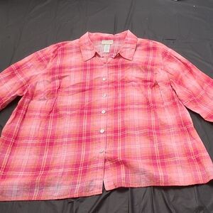 Alfred Dunner Pink Plaid Women's Shirt